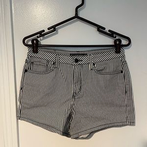 Black and white striped jean shorts